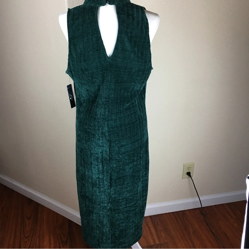 Lulu's NWT Green Sleeveless Velvet Maxi High Neck Open Back Dress XL - Picture 5 of 10